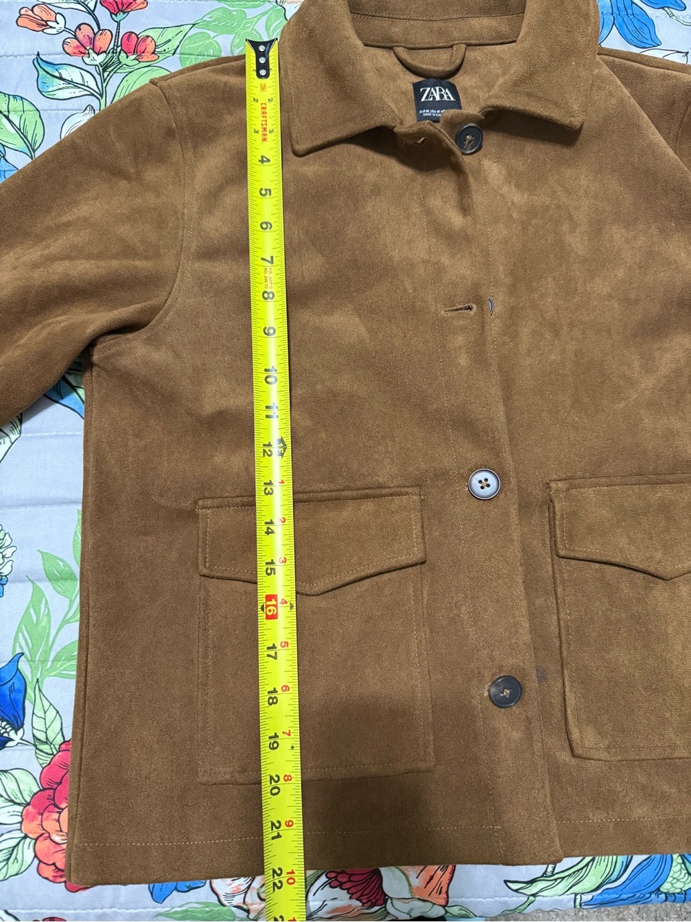 Zara Womens Faux Suede Button-Front Jacket mediun - Picture 9 of 12